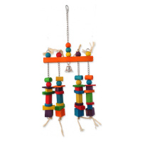 Hračka Bird Jewel závěsná s barevnými dřívky a zvonečkem 55x20cm