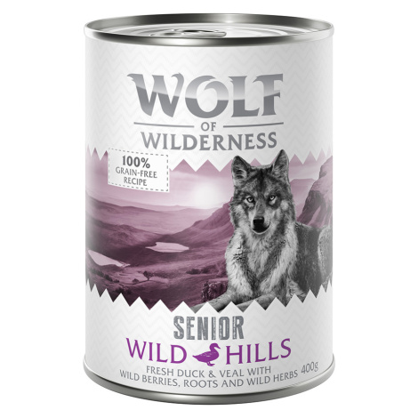 Wolf of Wilderness, 12 x 400 g - 10 + 2 zdarma - Wild Hills - kachní & telecí