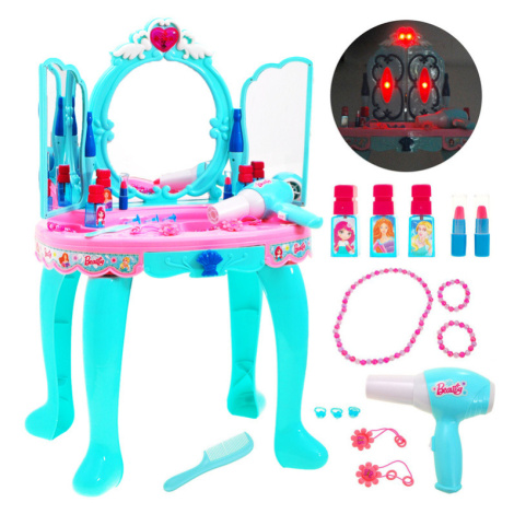 mamido Dětský kosmetický stolek se svítícím zrcadlem modrý