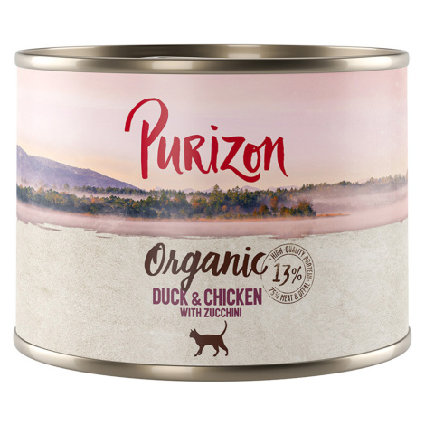 Purizon Organic 6 x 200 g - kachna a kuřecí s cuketou