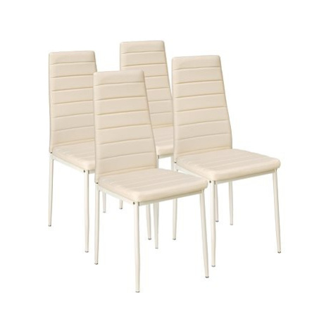 4× Jídelní židle, syntetická kůže, béžová tectake