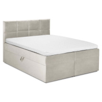 Béžová boxspring postel s úložným prostorem 200x200 cm Mimicry – Mazzini Beds