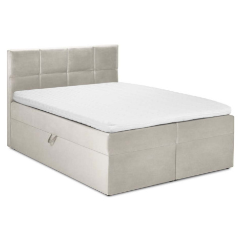 Béžová boxspring postel s úložným prostorem 200x200 cm Mimicry – Mazzini Beds Mazzini Sofas
