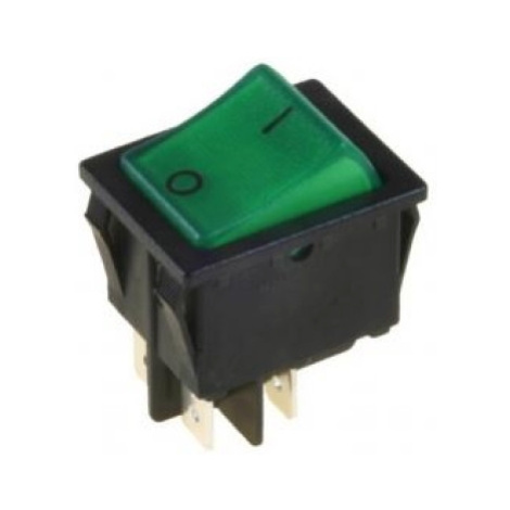 Vypínač vestavný 250V/16A 2P zelený podsvícený lightGRN I 4715 OMEGA