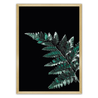 Dekoria Plakát Dark Fern Leaf, 30 x 40 cm, Volba rámku: Zlatý