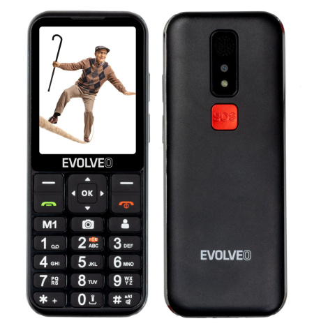 EVOLVEO EasyPhone LT, 4G mobilní telefon pro seniory s nabíjecím stojánkem, černý