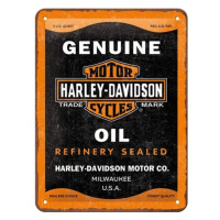 Plechová cedule Harley-Davidson - Genuine Oil, 20 x 15 cm