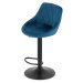Modrá barová židle KAST VELVET s černou nohou