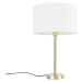 Klasická stolní lampa mosaz se stínidlem bílá 35 cm - Simplo