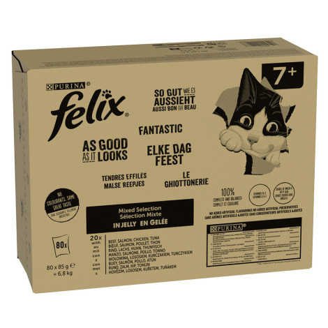 Megapack Felix ("So gut...") kapsičky 80 x 85 g - Senior mix (hovězí, losos, kuře, tuňák)