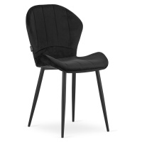 Černá sametová židle TERNI  s černými nohami