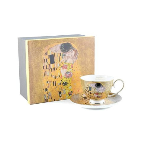 Home Elements Porcelánový šálek 250 ml, s podtáckem, Klimt, Polibek zlatý