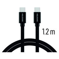 Datový kabel Swissten Textile USB-C 1,2 M, black