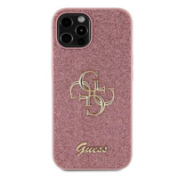 Guess PU Fixed Glitter 4G Metal Logo Zadní Kryt pro iPhone 12/12 Pro Pink