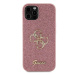 Guess PU Fixed Glitter 4G Metal Logo Zadní Kryt pro iPhone 12/12 Pro Pink