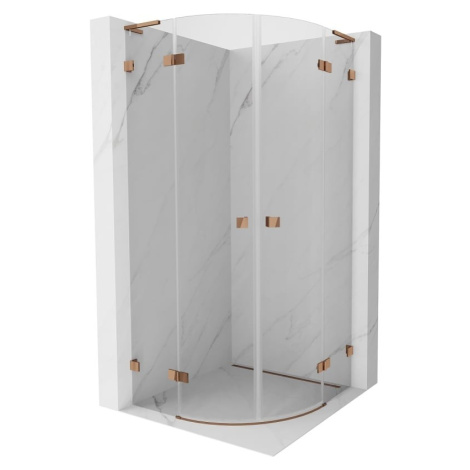 MEXEN/S Lunar L sprchový kout čtvrtkruh křídlový 100 x 100, transparent, růžové zlato 833L-100L-