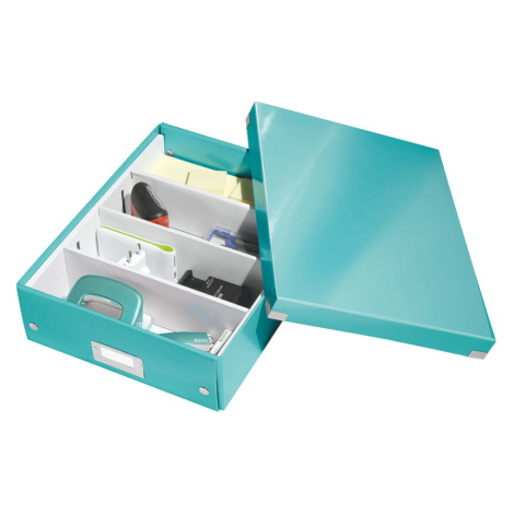 Zelený/tyrkysový kartonový úložný box s víkem 28x37x10 cm Click&Store – Leitz