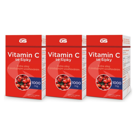 GS Vitamin C 1000mg se šípky tbl.100+20 - balení 3 ks Green Swan
