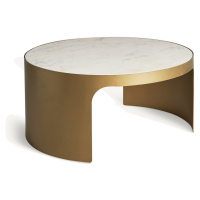 Estila Luxusní art deco kulatý konferenční stolek Moneo s bílou mramorovou deskou a zlatou podst