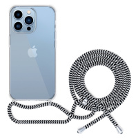 EPICO zadní kryt se šňůrkou pro Apple iPhone 13, transparentní / černo-bílá - 60310101000021
