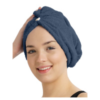 Chanar s.r.o Rychleschnoucí froté turban na vlasy, tmavě modrý