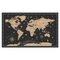 Mapa World Map Vintage Black Golden Detailed - Vector, dikobraziy, 40 × 26.7 cm