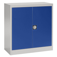 mauser Ocelová skříň s otočnými dveřmi, 2 police, výška 1016 mm, světle šedá / ultramarínově mod