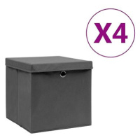 Shumee Úložné boxy s víky 4 ks 28 × 28 × 28 cm šedé