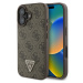 Guess PU 4G Strass Triangle Metal Logo kryt pro iPhone 16 hnědý