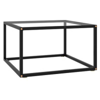Čajový stolek černý s tvrzeným sklem 60 × 60 × 35 cm