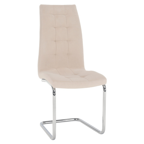 Jídelní židle, béžová Dulux Velvet látka / chrom, SALOMA NEW Tempo Kondela