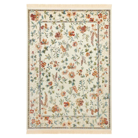 Krémový koberec z viskózy 95x140 cm Oriental Flowers – Nouristan