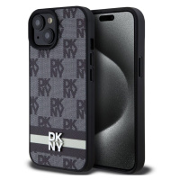 Pouzdro DKNY PU Leather Checkered Pattern and Stripe zadní kryt Apple iPhone 15 Black