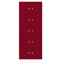 BISLEY LateralFile™ Lodge, s 10 uzamykatelnými boxy, výška vždy 375 mm, kardinálově červená