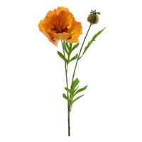 Vlčí mák řezaný umělý s 1květem a poupětem oranžový 82cm