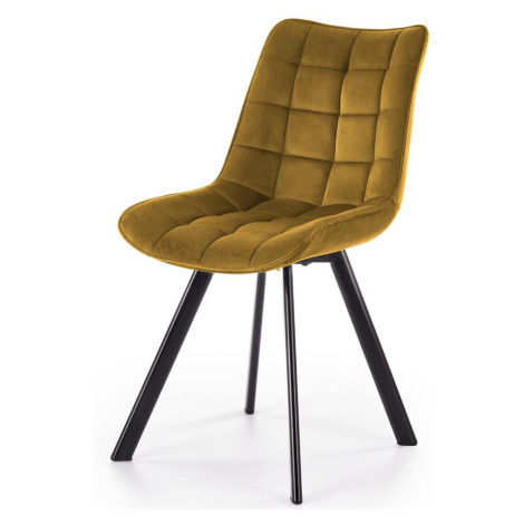 Židle K332 látka velvet/kov žlutá BAUMAX