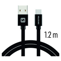 Datový kabel Swissten Textile USB / USB-C 1,2 M, black