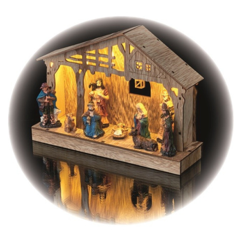 Osvětlení dřevěný betlém rozměr: 26 × 19 cm, 5 LED, teplá bílá