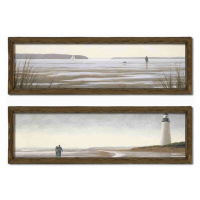 Wallity Sada obrazů Lighthouse 2 ks 19x70 cm hnědá