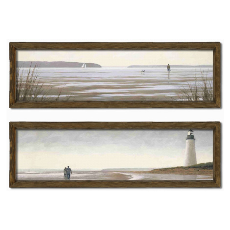 Wallity Sada obrazů Lighthouse 2 ks 19x70 cm hnědá