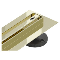 Odtokový žlab s otočným sifonem MEXEN FLAT 360 SLIM zlatý 110 cm