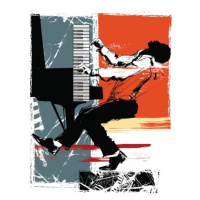 Ilustrace Jazz pianist on a grunge background, isaxar, 30 × 40 cm