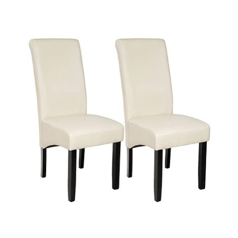 2× Jídelní židle ergonomická, masivní dřevo, krémová tectake