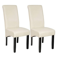 2× Jídelní židle ergonomická, masivní dřevo, krémová