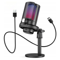 Rgb Mikrofon K Počítači Herní Pop-filter Funkce Ztlumit Usb