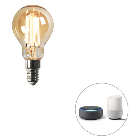 Chytrá LED žárovka E14 P45 zlatá 4,9W 470lm 1800-4000K LUEDD