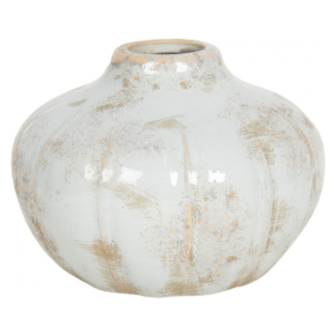 Pastelově modrá keramická váza s patinou – 14x11 cm Clayre & Eef