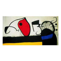 Umělecký tisk Žena se třemi vlasy v noci obklopená ptáky, 1972, Joan Miró, 80x60 cm