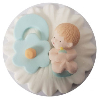 Cukrová figurka miminko rmodré s dudlíkem - K Decor