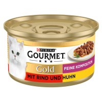 Gourmet Gold Fine Composition 24 x 85 g - výhodné balení - hovězí a kuřecí